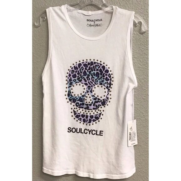 SOULCYCLE Lauren Moshi Tank Top White Ashlin Leopard Skull NWT Size Medium $88 - Picture 3 of 10